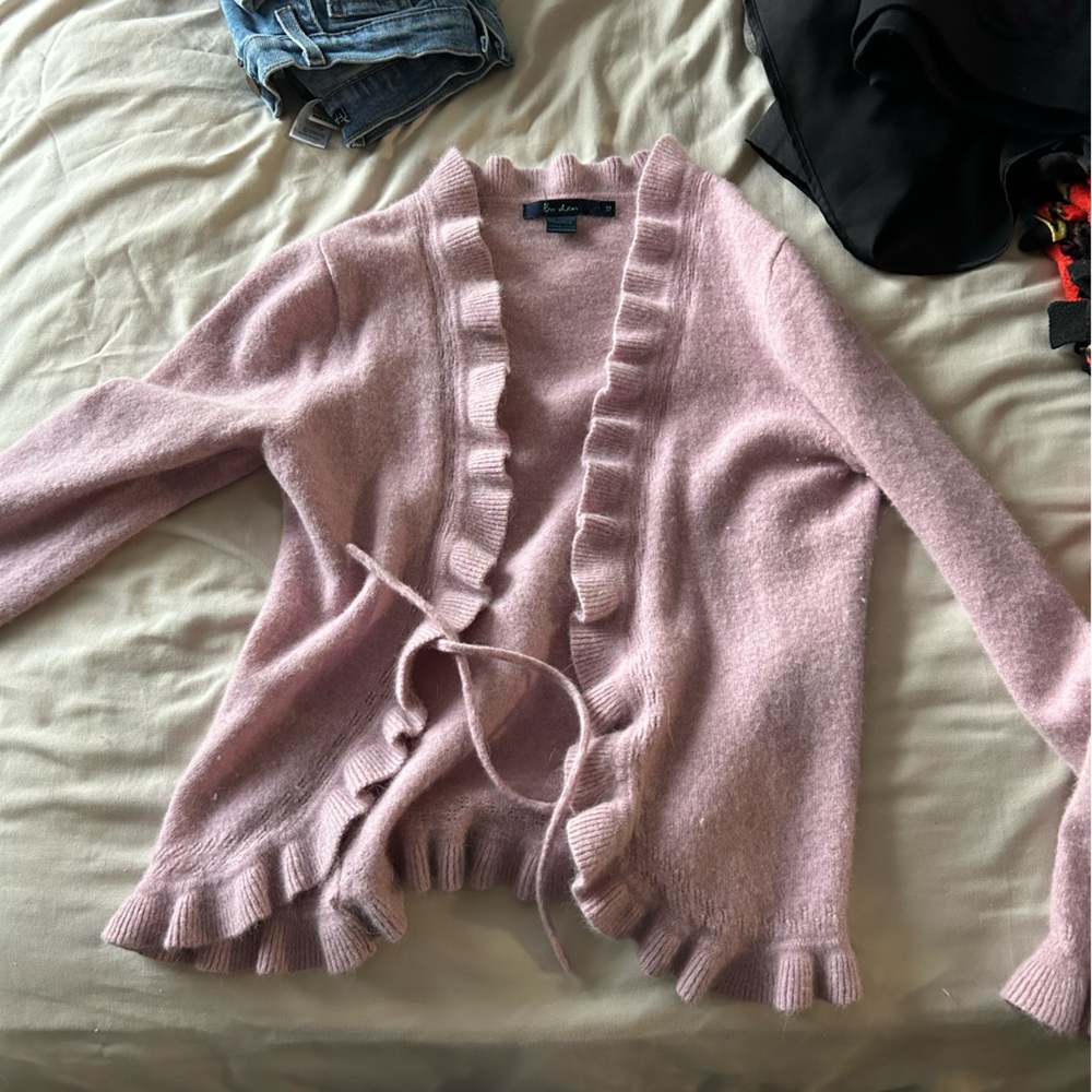 Vintage Pink Ruffled Women's Sweater